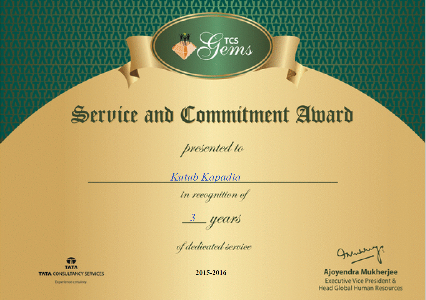 Service and Commitement Award